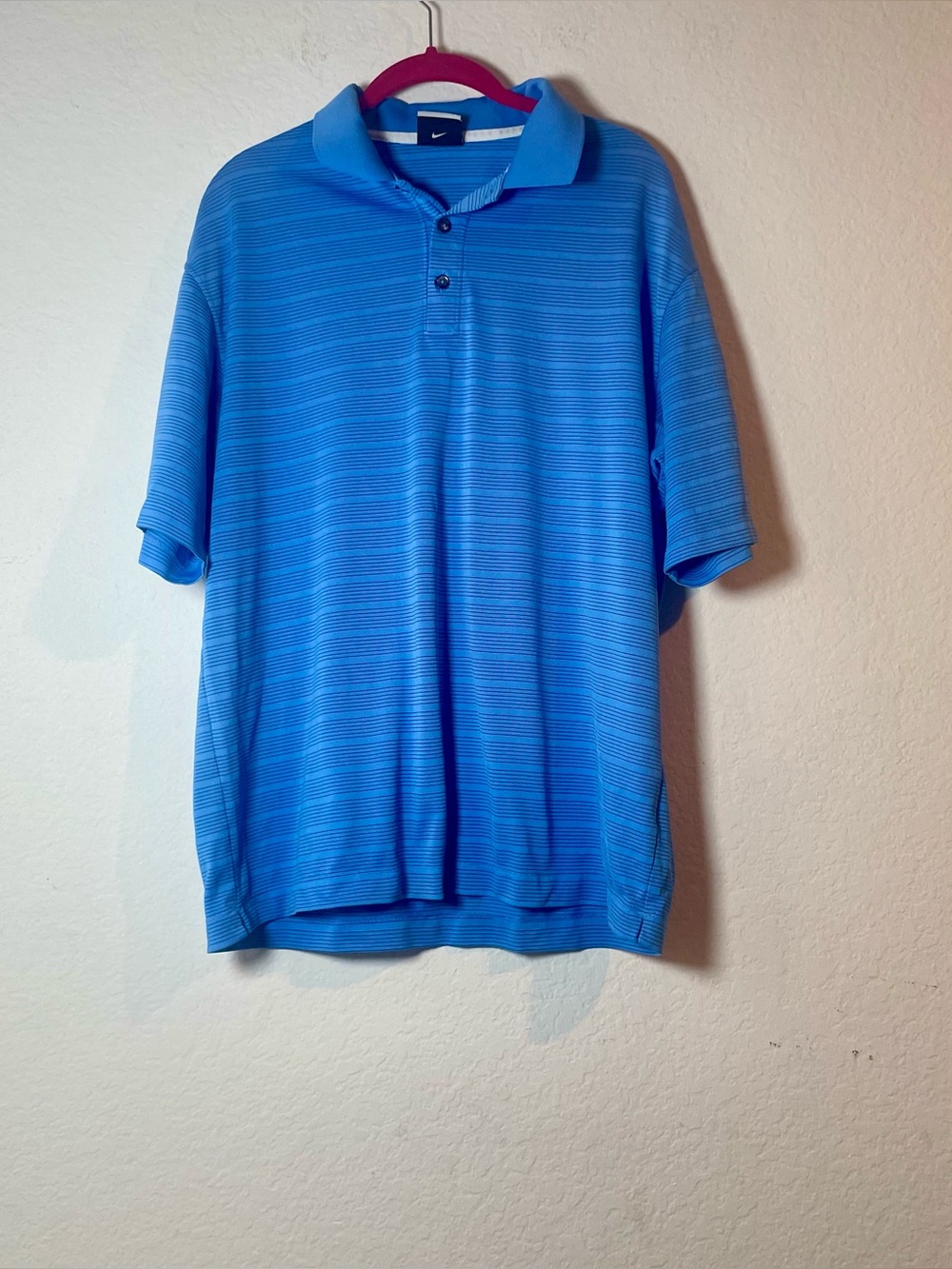 Nike Golf Dri-FIT Men’s Large Blue Striped Polo Shirt